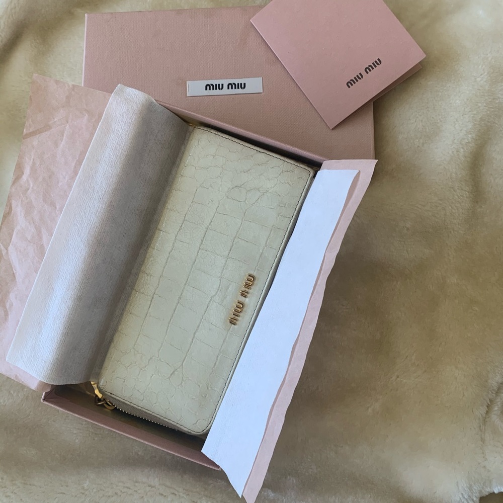 SOLD✅Authentic Miu Miu croc embosed wallet